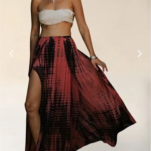 Tie-Dye Maxi Skirt in Red and Black